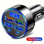 🔋 Fast Charging 6-Port Car Charger – 2PD + 4USB | QC 3.0 & PD | 60% in 30 Min | Smart & Safe Power Hub