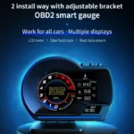P6 OBD2 Car Head Up Display (HUD) – GPS Digital Speedometer & Multi-Function Smart Gauge with RPM, Temperature & Alarm System